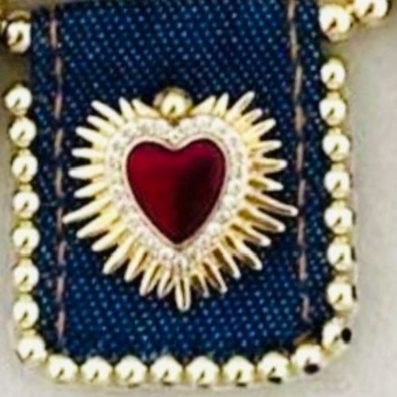 “Bursting Sacred Heart” of Jesus Immaculate Mary Catholic Ruby Red Jean Bracelet - Picture 10 of 16